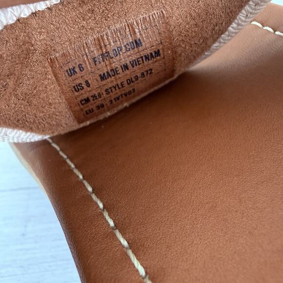 Fitflop Lulu Sandals Size 8 Beige Straw Raffia Toe Post Wedge Comfort Casual - Picture 11 of 12